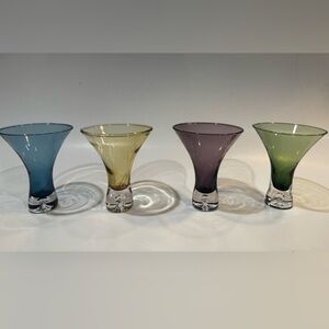 Vintage art land bubble glass retro martini Set of Four Colored Glass Vases